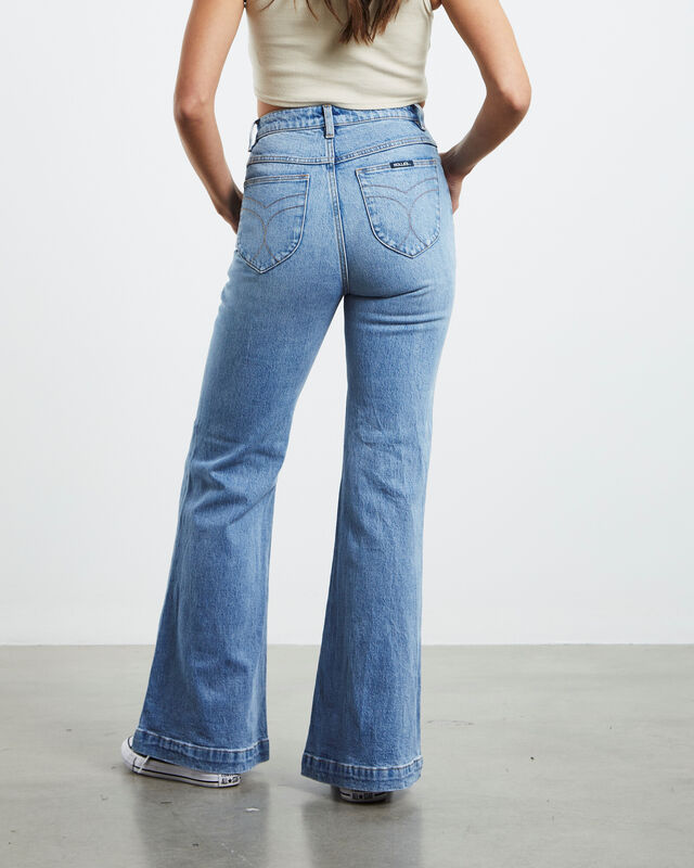 Phoebe Tonkin x Rolla's Eastcoast Flare Jeans Bessette Blue, hi-res image number null