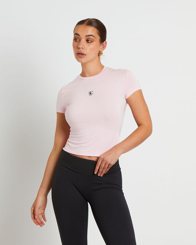 Subtitled Sports Club Fitted Tee in Ballet Pink, hi-res image number null
