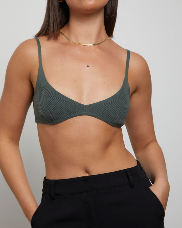 Luxe Knitted Bralette Green, hi-res image number null