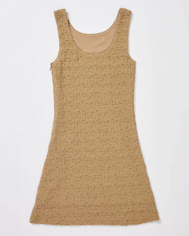 Teen Girls Skyla Textured Mini Dress in Taupe, hi-res image number null