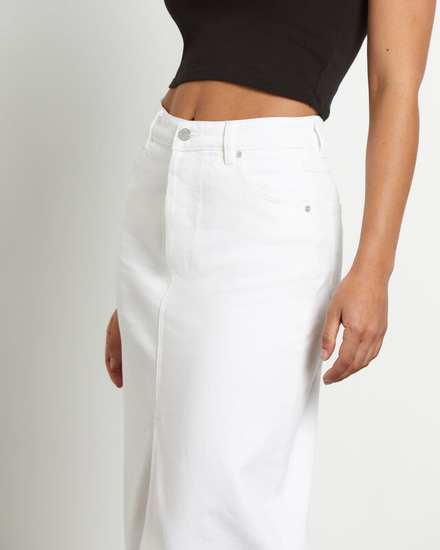 Chicago Denim Midi Skirt in White, hi-res image number null
