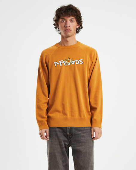 Farming Recycled Knit Crewneck Sweater in Mustard Yellow