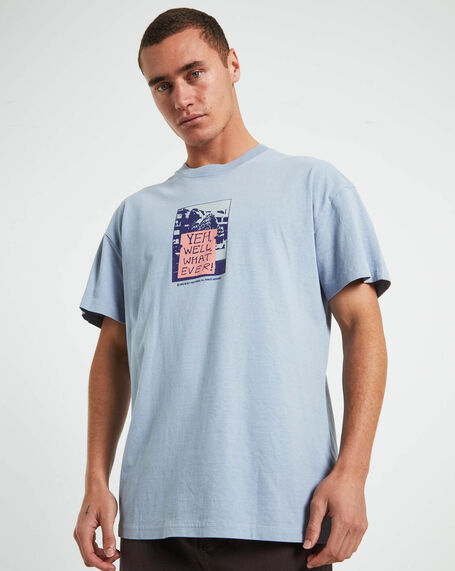 Yeah Well What 50-50 Short Sleeve T-Shirt in Dusty Light Blue