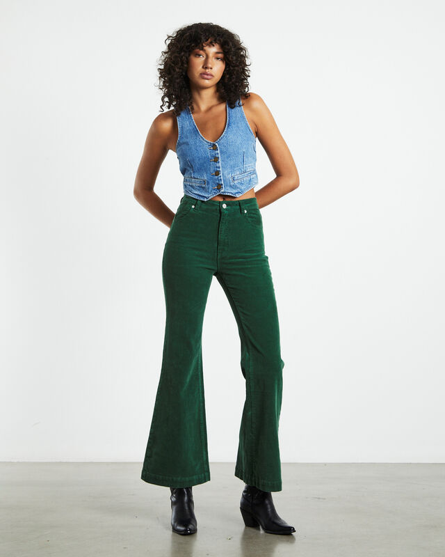 Eastcoast Flare Corduroy Jeans Basil Green, hi-res image number null