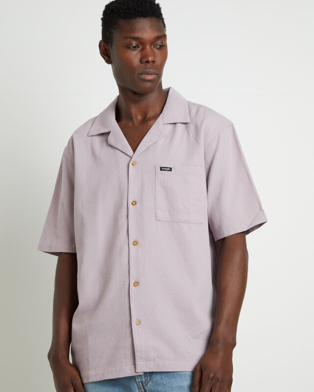 Short Sleeve Resort Shirt in Wash Lavender Waffle, hi-res image number null