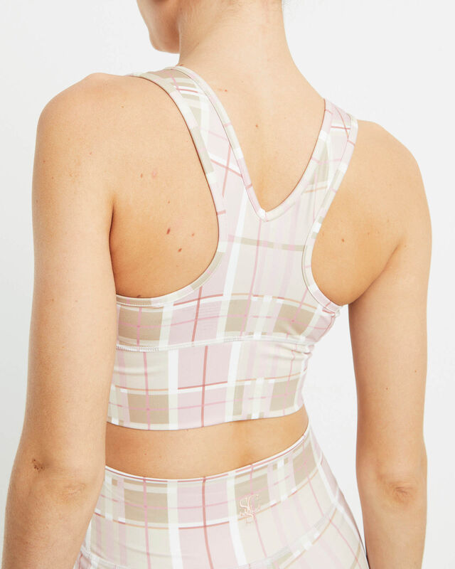 Gather Front Crop Top in Pink Check, hi-res image number null