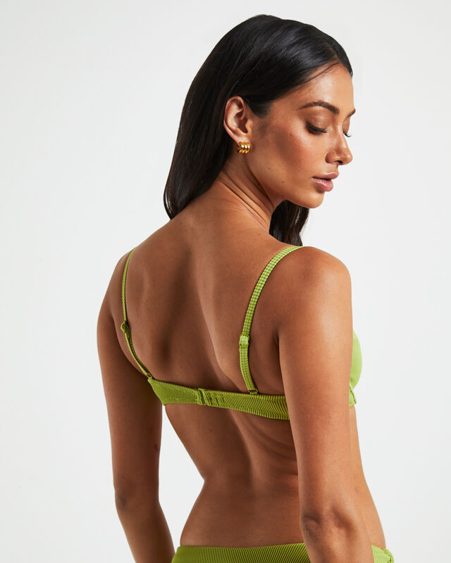 Rib Cut Out Underwire Bikini Top in Citrus Green, hi-res image number null