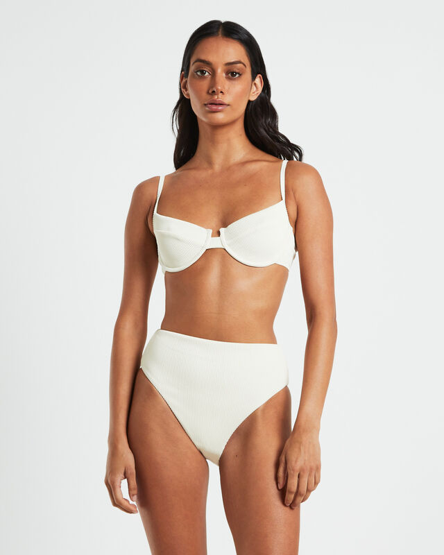 Rib Cut Out Underwire Bikini Top in Almond White, hi-res image number null