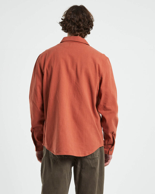 Stussy Zip Workgear Long Sleeve Shirt in Almond Orange, hi-res image number null