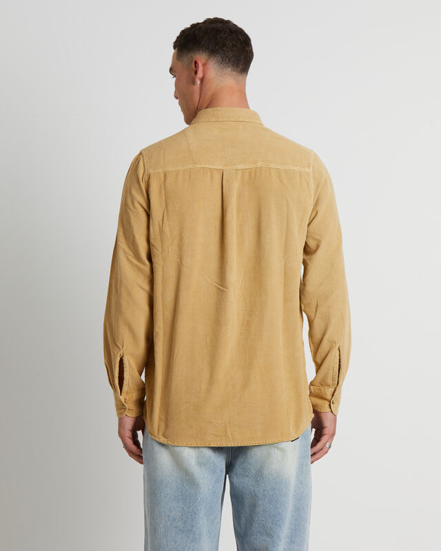 Men At Work Cord Long Sleeve Shirt in Sand, hi-res image number null