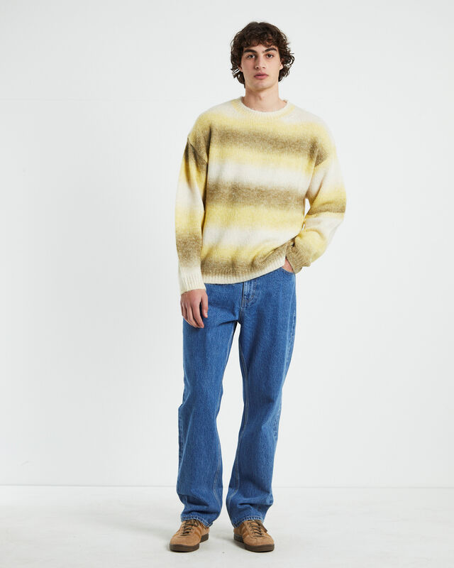Soft Stripe Long Sleeve Knit Shirt in Yellow/Green, hi-res