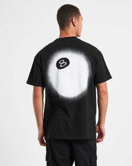 8 Ball Faded Heavyweight Short Sleeve T-Shirt in Black