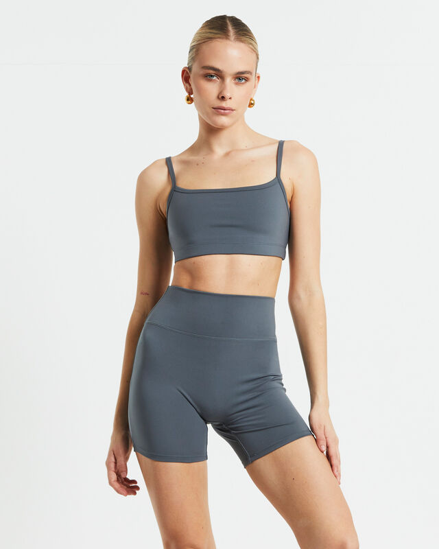 Sports Strappy Crop Top in Charcoal Grey, hi-res image number null