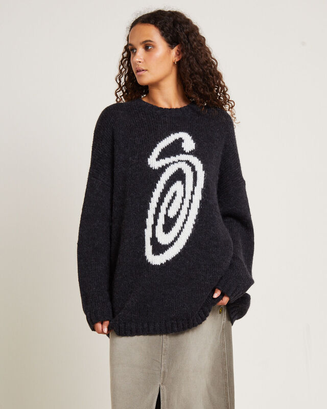 Curly S Oversized Knit Black, hi-res image number null