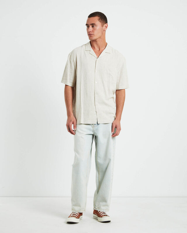 Harrison Linen Short Sleeve Resort Shirt in Natural, hi-res image number null
