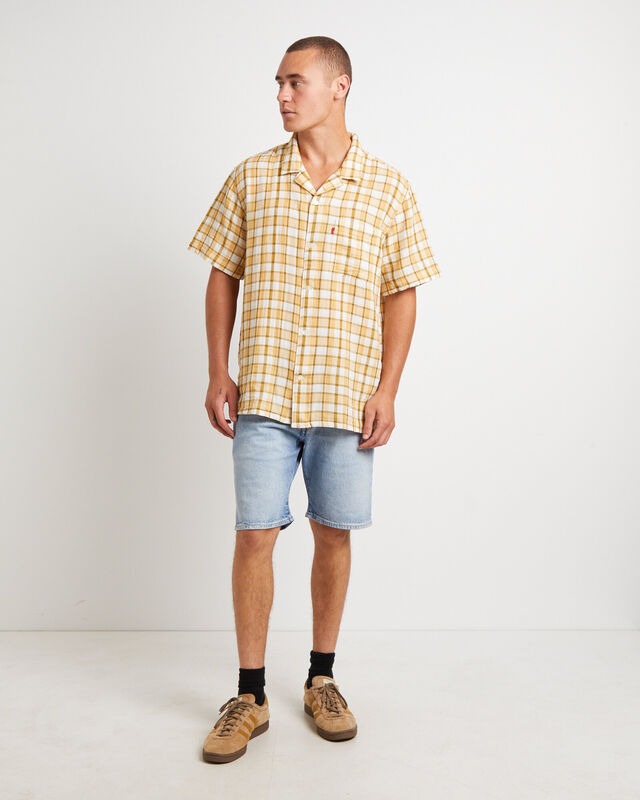 The Sunset Camp Short Sleeve Shirt in Bill Plaid Curry, hi-res image number null