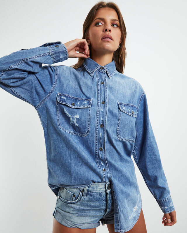 Everyday Denim Long Sleeve Shirt Pacifica Blue, hi-res image number null