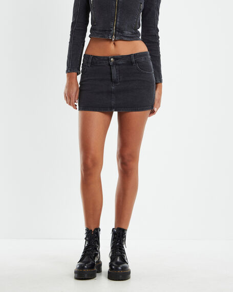 Savana Ultra Mini Denim Skirt Black