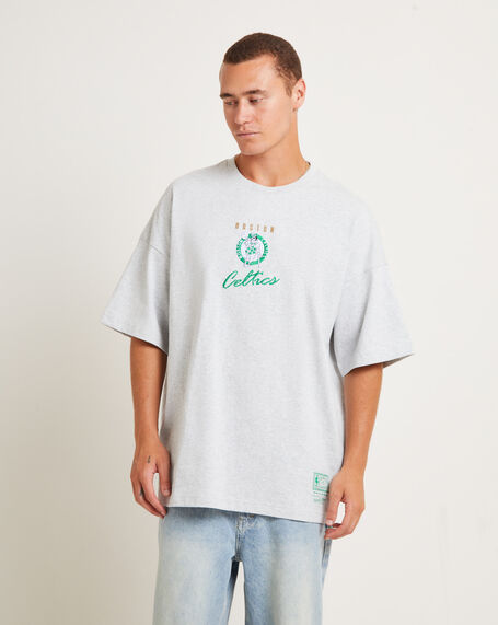 Tri Logo Celtics Oversized Short Sleeve T-Shirt in Vintage Grey Marle