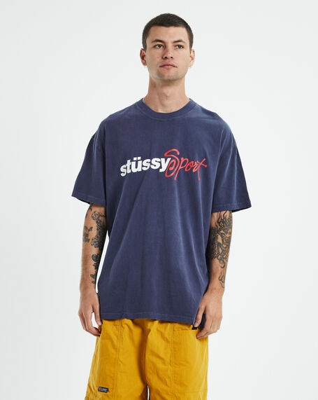 Stussy Sport 50/50 Short Sleeve T-Shirt Pigment Navy Blue
