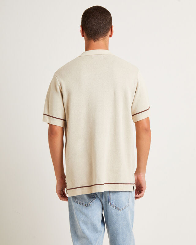Knit Bowling Short Sleeve Shirt in Natural, hi-res image number null