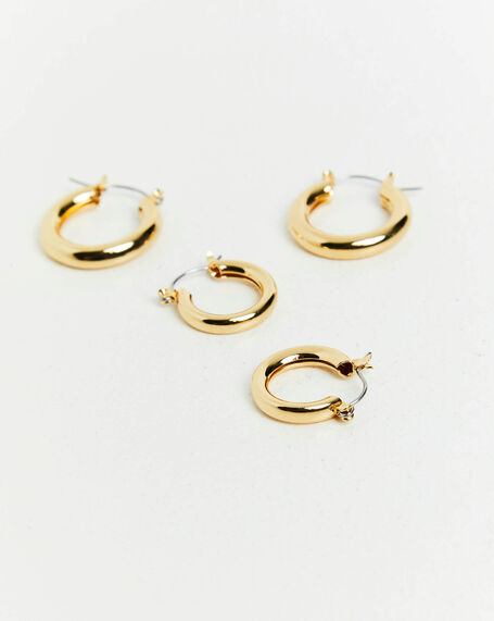 14k Classic Hoops Set Gold Plated