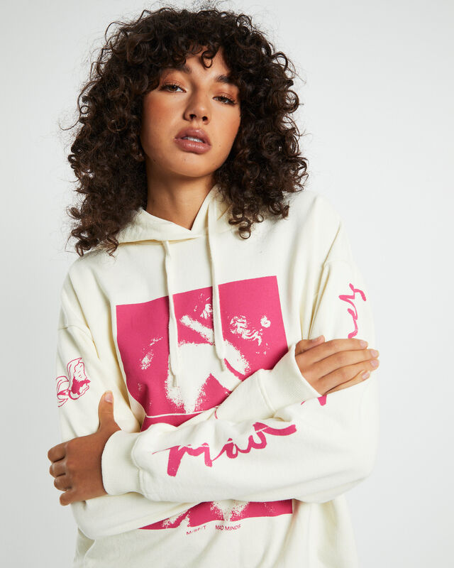 Are We Sleeping Oversized Hoodie White, hi-res image number null