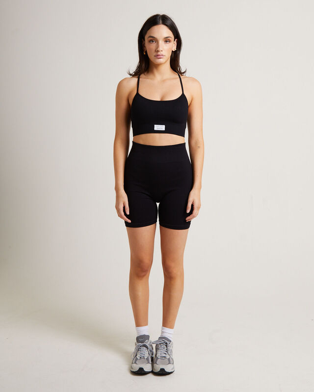 T Back Seamless Sports Bra in Black, hi-res image number null