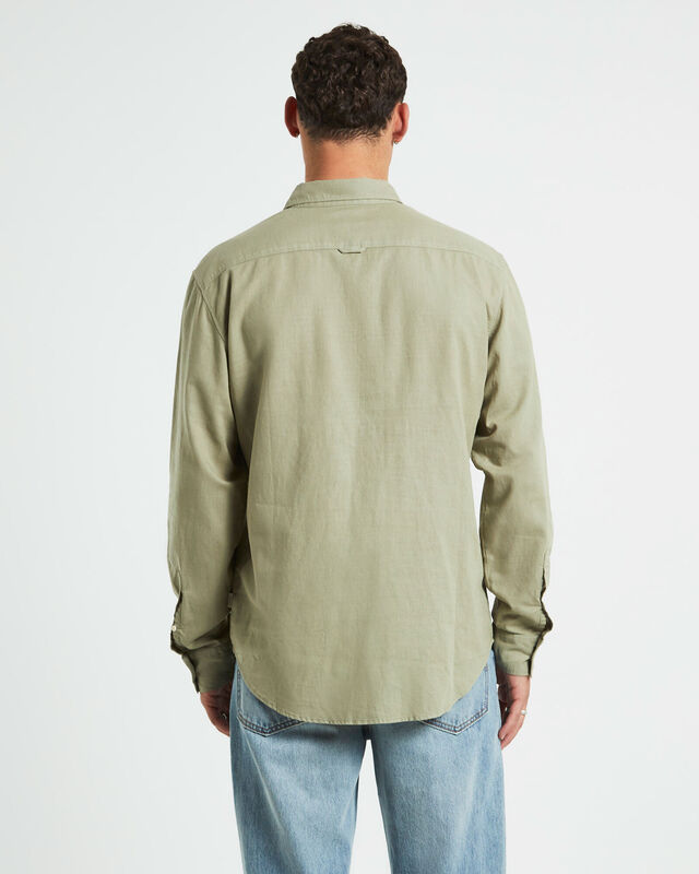 Grover Long Sleeve Linen Shirt Moss, hi-res image number null
