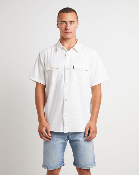 Short Sleeve Relaxed Fit Western Shirt in Newman Ecru