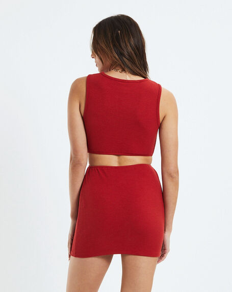 Odette O-Ring Cut Out Dress Chili Red