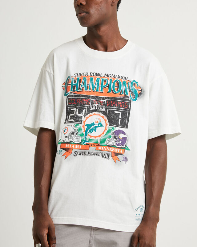 Head To Head Short Sleeve T-Shirt Dolphins Vintage White, hi-res image number null