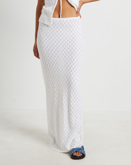 Josie Crochet Maxi Skirt in White