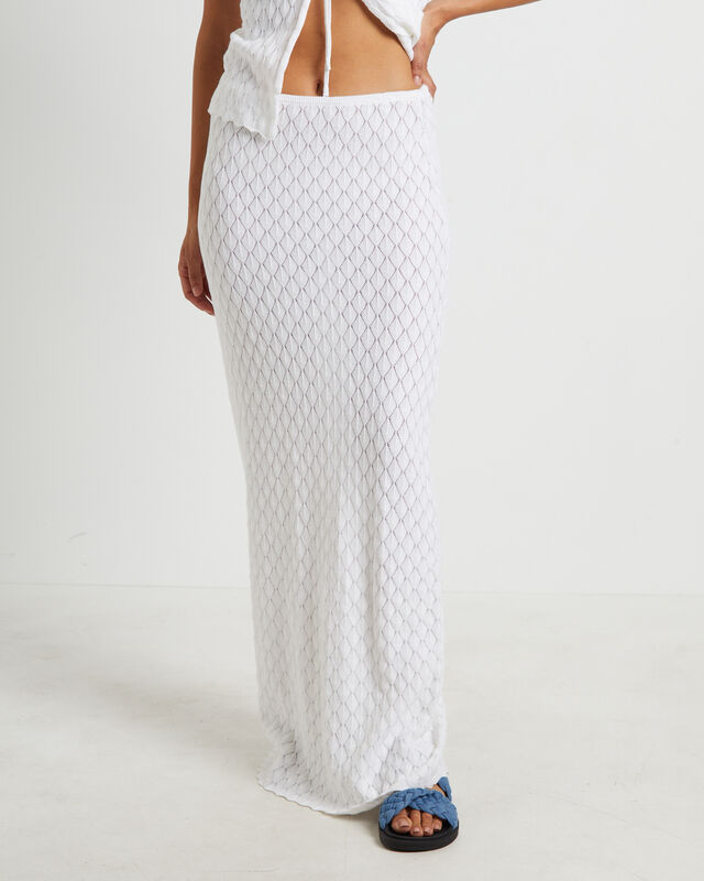 Josie Crochet Maxi Skirt in White, hi-res image number null