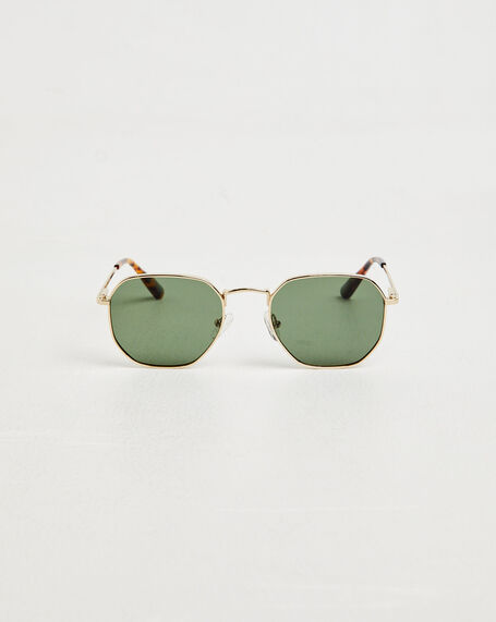 DXB Polished Sunglasses in Gold/Dark Green