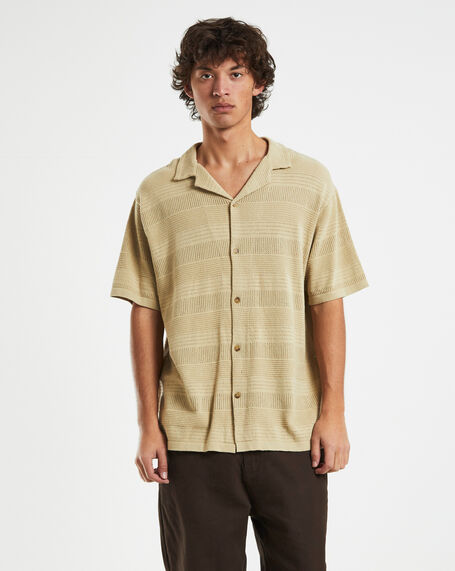 Knitted Short Sleeve Resort Shirt Tan
