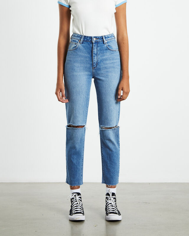 A 94 High Rise Slim Leg Ripped Jeans Mila Organic Blue, hi-res image number null