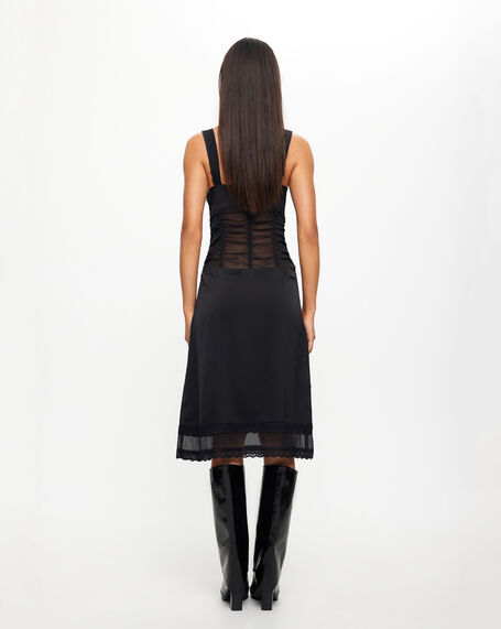Kendall Midi Dress in Onyx Black