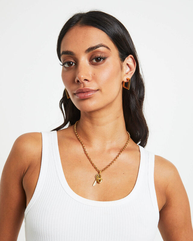 Lock & Key Necklace in Gold, hi-res image number null