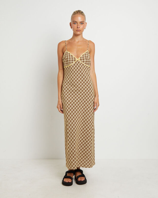 Jenny Plaid Bias Midi Dress in Assorted, hi-res image number null