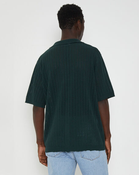 Bowler Knit Short Sleeve Shirt in Thyme Green