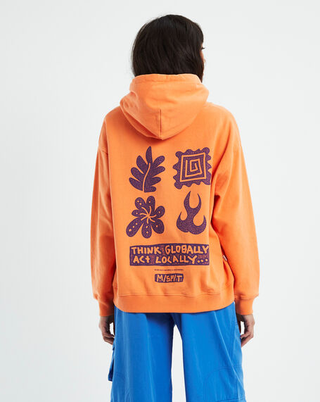 Global Acts Oversized Hoodie Bright Peach