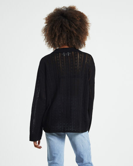 Milan Knit Long Sleeve Shirt Black
