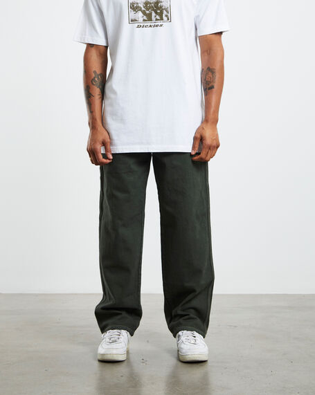 Relaxed Fit Duck Jeans Rinsed Moss