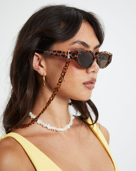 Alaia Sunglasses Chain Tort Brown