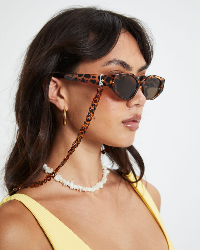 Alaia Sunglasses Chain Tort Brown, hi-res image number null
