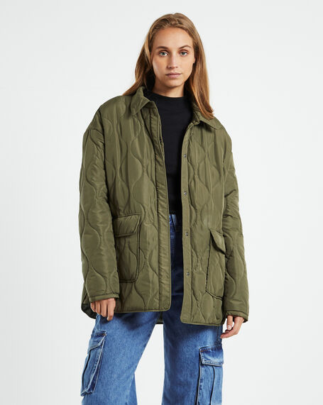 Dixon Ripstop Quilted Jacket Olive Green