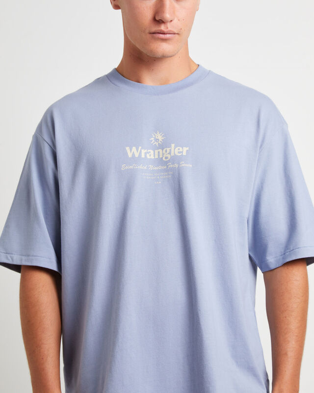 90s Vacay Slacker Short Sleeve T-Shirt in Dusty Blue, hi-res image number null
