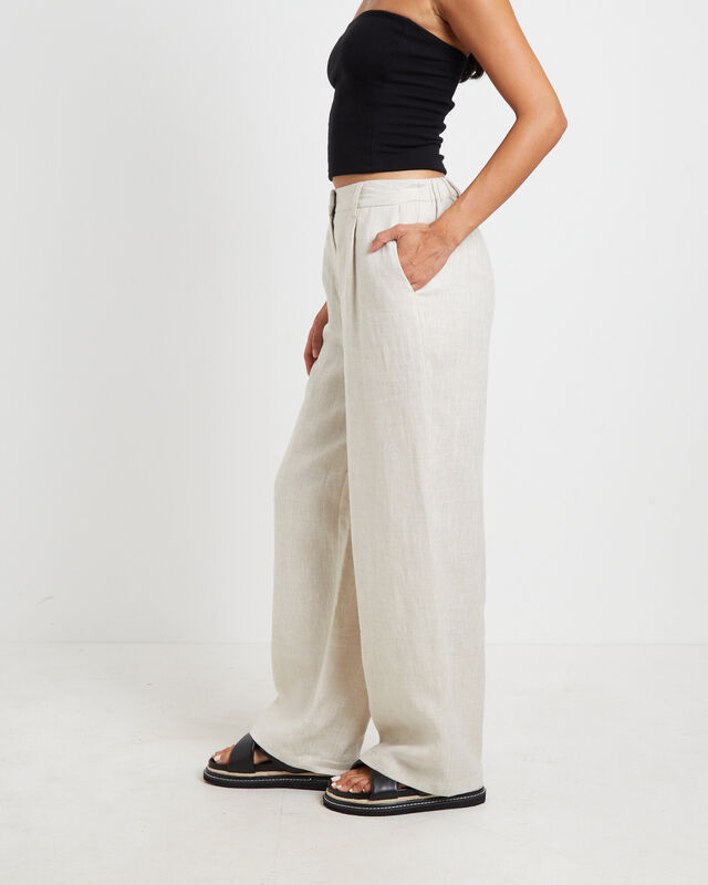 Jemimah Linen Trouser Pants in Oat Marle, hi-res image number null