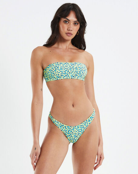 Zaley Heart Leopard Bandeau Bikini Green